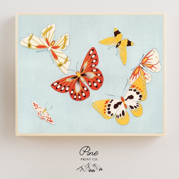 Butterfly Print, Butterfly Poster, Moth Print, Vintage Butterfly, Cottagecore Art, Nature Wall Art, Nature Poster, Japanese Art