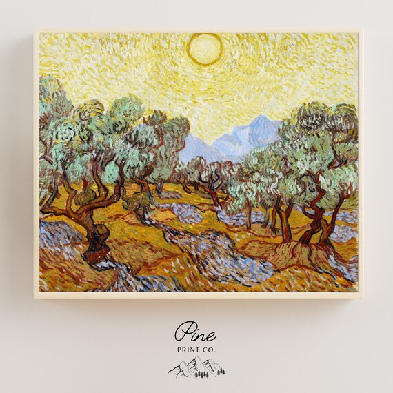 Olive Tree Print, Olive Tree Painting, Van Gogh Print, Vincent Van Gogh, Van Gogh Painting, Van Gogh Poster, Sun Painting, Van Gogh Decor