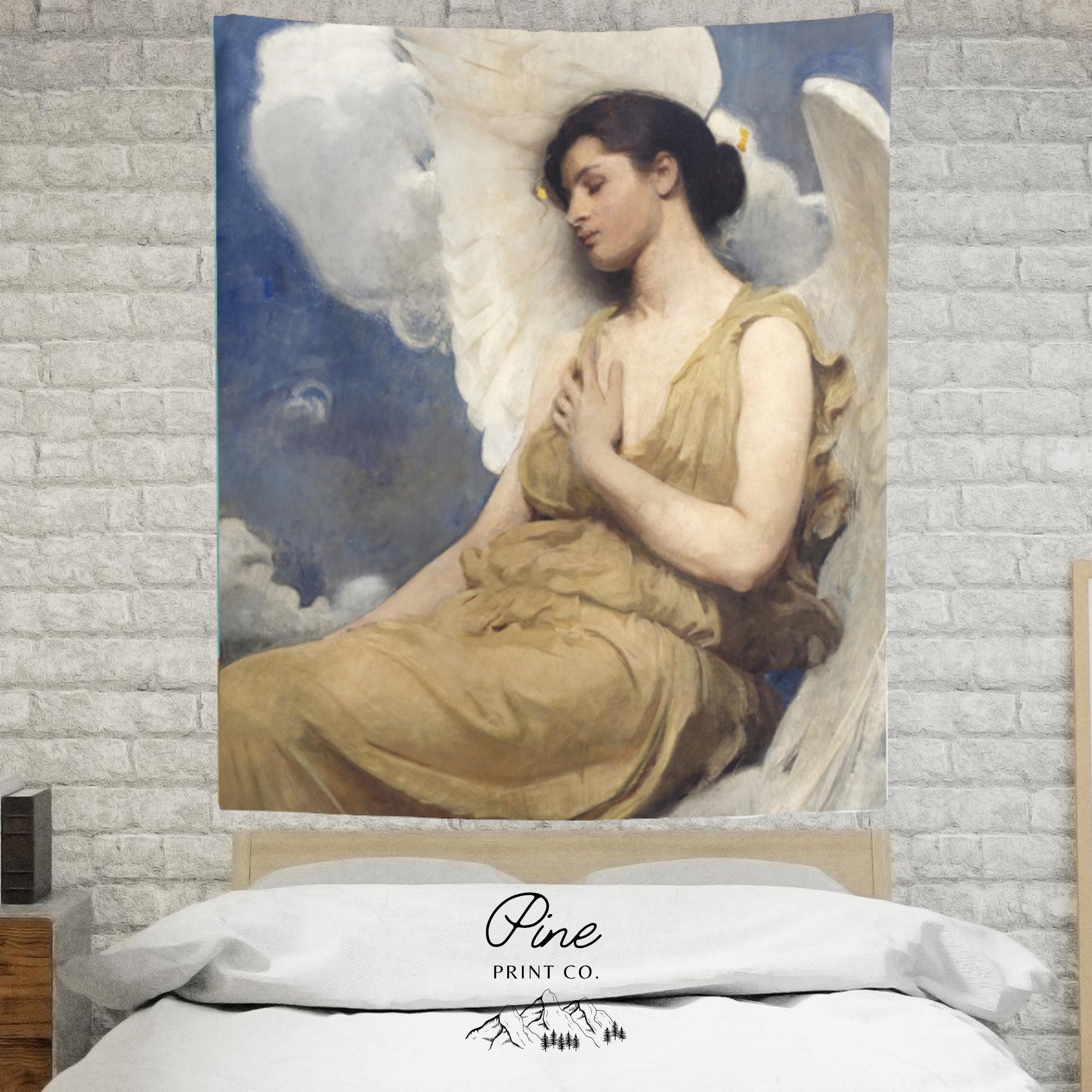 Sleeping Angel Christian Tapestry | Vintage Religious Wall Hanging