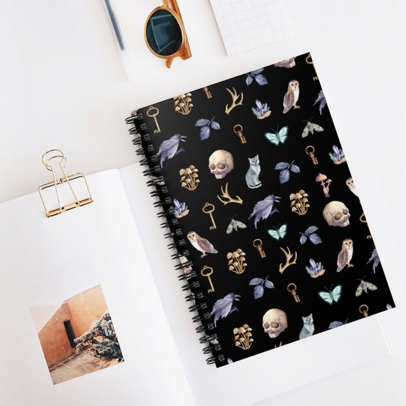 Halloween Notebook, Halloween Gift, Halloween Journal, Skull Notebook, Gothic Notebook, Cat Notebook, Plant Notebook, Spiral Notebook