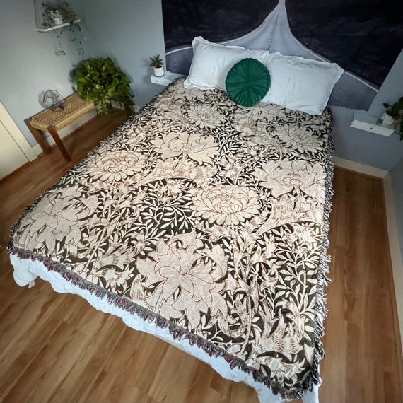 Art Woven Blanket, Floral Blanket, William Morris, Floral Throw, Art Nouveau Blanket, Vintage Blanket, Plant Blanket, Botanical Blanket