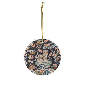Tiger Ornament, Chinesisches Ornament, Vintage Ornament, Weihnachtsschmuck, Keramik Ornament, Tiger Geschenk, Tier Ornament, Asiatisches Ornament