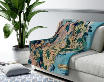 Vintage Japanese Blanket | Blue Asian Throw