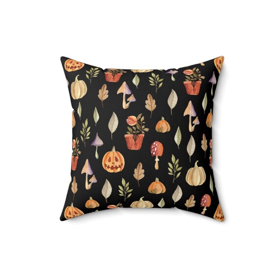 Halloween Pillow, Black Pillow, Pumpkin Pillow, Halloween Decor, Mushroom Pillow, Jack O Lantern, Witch Pillow, Witchy Pillow