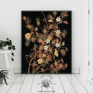 Japanischer Druck, Blumenwandkunst, Herbstdruck, Herbstblätter, Vintage Japan, Vintage Botanisches, Blumenplakat, Blumenwandkunst, asiatisches Dekor
