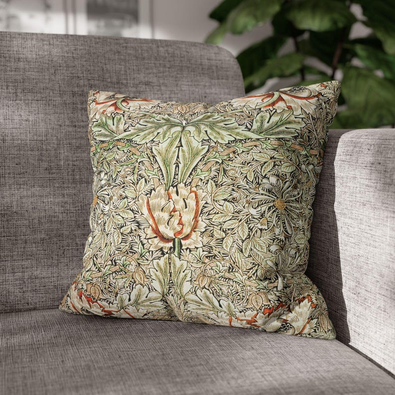 Art Nouveau Pillow, William Morris Pillow, Green Throw Pillow, Floral Pillow, Vintage Throw Pillow, Vintage Decor, Botanical Pillow image 5