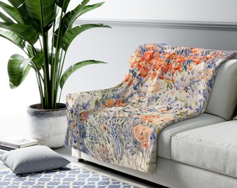 Floral Blanket, Sherpa Blanket, Impressionist Art, Cozy Throw, Cottagecore Decor, Fluffy Blanket, Fine Art Blanket, Floral Decor
