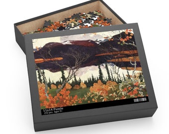 Herbstpuzzle „Herbstlaub“: Gemälde von Helmer Osslund, leuchtende Farben | Puzzleteile aus Spanplatte, Geschenkbox | 120–500 Teile