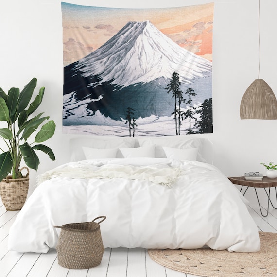 Mountain Tapestry, Japan Tapestry, Japanese Decor, Hiroaki Takahashi, Asian Tapestry, Mountain Wall Art, Mountain Painting, Nature Tapestry