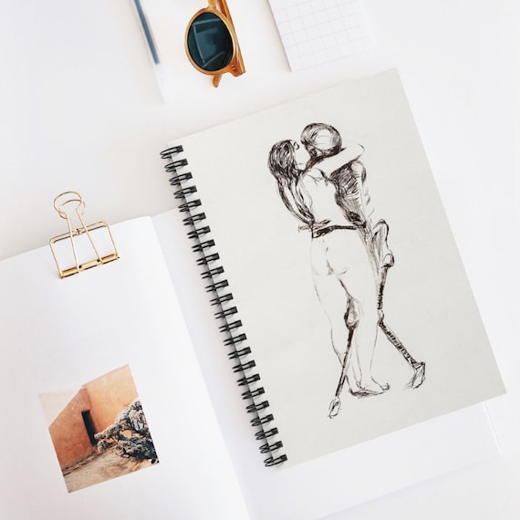 Art Spiral Notebook, Skeleton Notebook, Spiral Notebook, Death Art, Woman Notebook, White Notebook, Boho Spiral Notebook, Edvard Munch