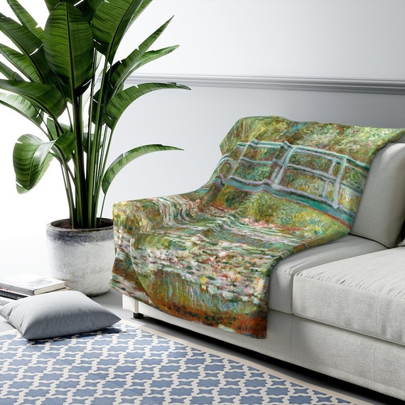Claude Monet Blanket, Sherpa Fleece Blanket, Monet Gift, Water Lilies Monet, Water Lilies Blanket, Art Blanket, Green Fleece Blanket