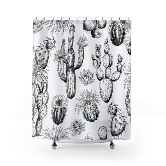 Cactus Shower Curtain, Desert Decor, Desert Shower Curtain, Cactus Decor, Plant Shower Curtain, Cacti Decor, Botanical Bathroom, Plant Decor