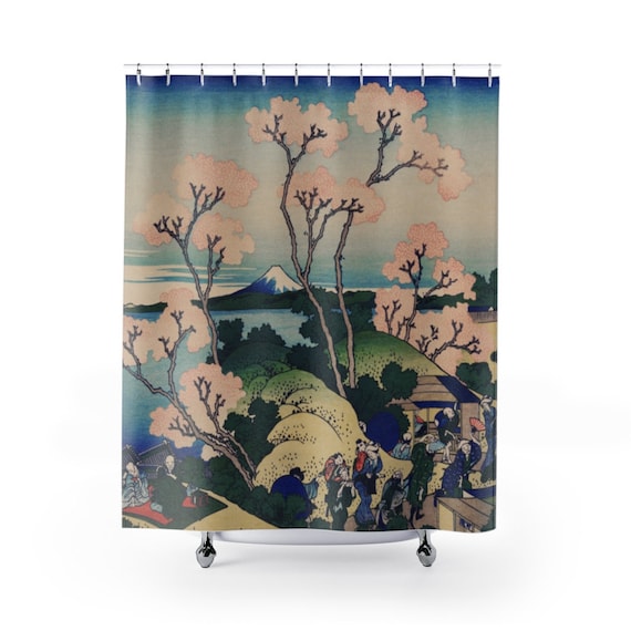 Japanese Shower Curtain, Japan Shower Curtain, Cherry Blossom Shower, Japanese Bathroom, Japan Bathroom Decor, Nature Shower Curtain