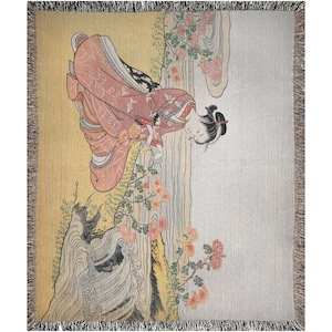 Japanese Blanket, Woven Blanket, Geisha Art, Japan Home Decor, Japanese Decor, Japanese Gift, Utagawa Kunisada, Japan Blanket, Japan Decor