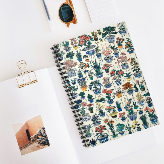 Plant Spiral Notebook, Bonsai Tree, Botanical Notebook, Houseplant Notebook, Japanese Plants, Japanese Notebook, Plant Gift, Houseplant Gift