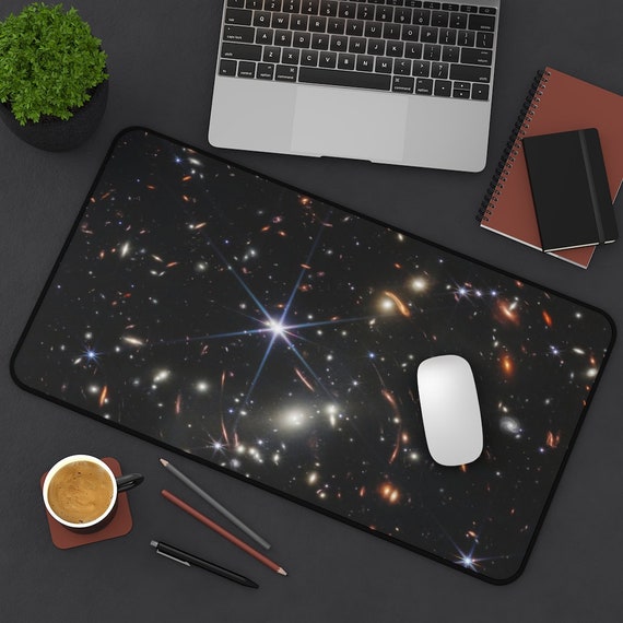 Space Desk Mat, NASA Decor, James Webb Telescope, Black Desk Mat, Space Office Decor, Astrophotography, Galaxy Photo, Space Gift