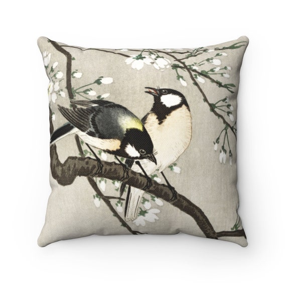 Bird Pillow, Japanese Bird, Japanese Decor, Vintage Bird Pillow, Bird Lover Gift, Japan Bird Art, Painting, Ohara Koson, Bird Throw Pillow