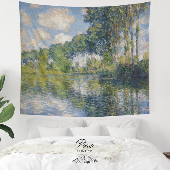 Monet Tapestry, Claude Monet Art, Nature Tapestry, Tree Tapestry, Dorm Tapestry, Landscape Art, Art Tapestry, Painting Tapestry, Tree Art