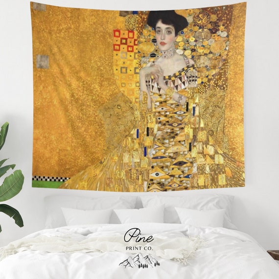 Klimt Tapestry, Gustav Klimt, Gold Tapestry, Gustav Klimt Art, Klimt Painting, Fine Art Tapestry, Art Wall Hanging, Vintage Tapestry