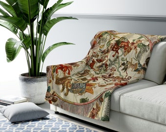 Zodiac Blanket, Sherpa Blanket, Astrology Blanket, Zodiac Decor, Astrology Decor, Witchy Decor, Witchy Gift, Vintage Art Blanket, Art Throw