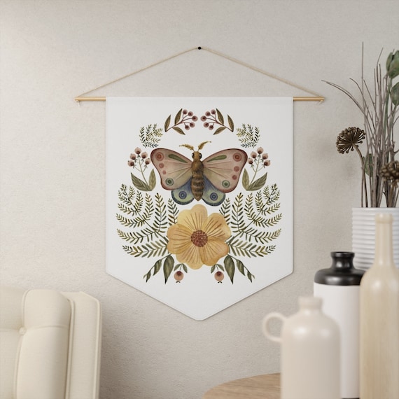 Moth Wall Art, Watercolor Plants, Moth Decor, Moth Painting, Botanical Decor, Plant Wall Art, Plant Painting, Moth Painting, Boho Wall Art