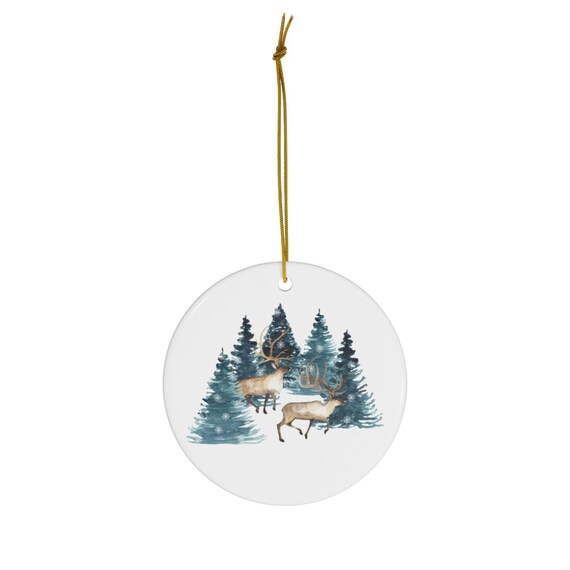 Christmas Ornament, Tree Ornament, Reindeer Ornament, Nature Ornament, Botanical Decor, Snow Ornament, Animal Ornament, Boho Ornament