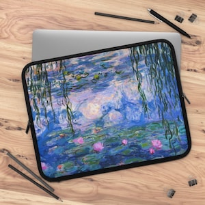Laptoptasche mit Blumenmuster, Natur Laptophülle, Laptophülle mit Blumenmuster, Macbook-Hülle, Monet Seerosen, Seerosenmalerei, 13-Zoll-Laptophülle