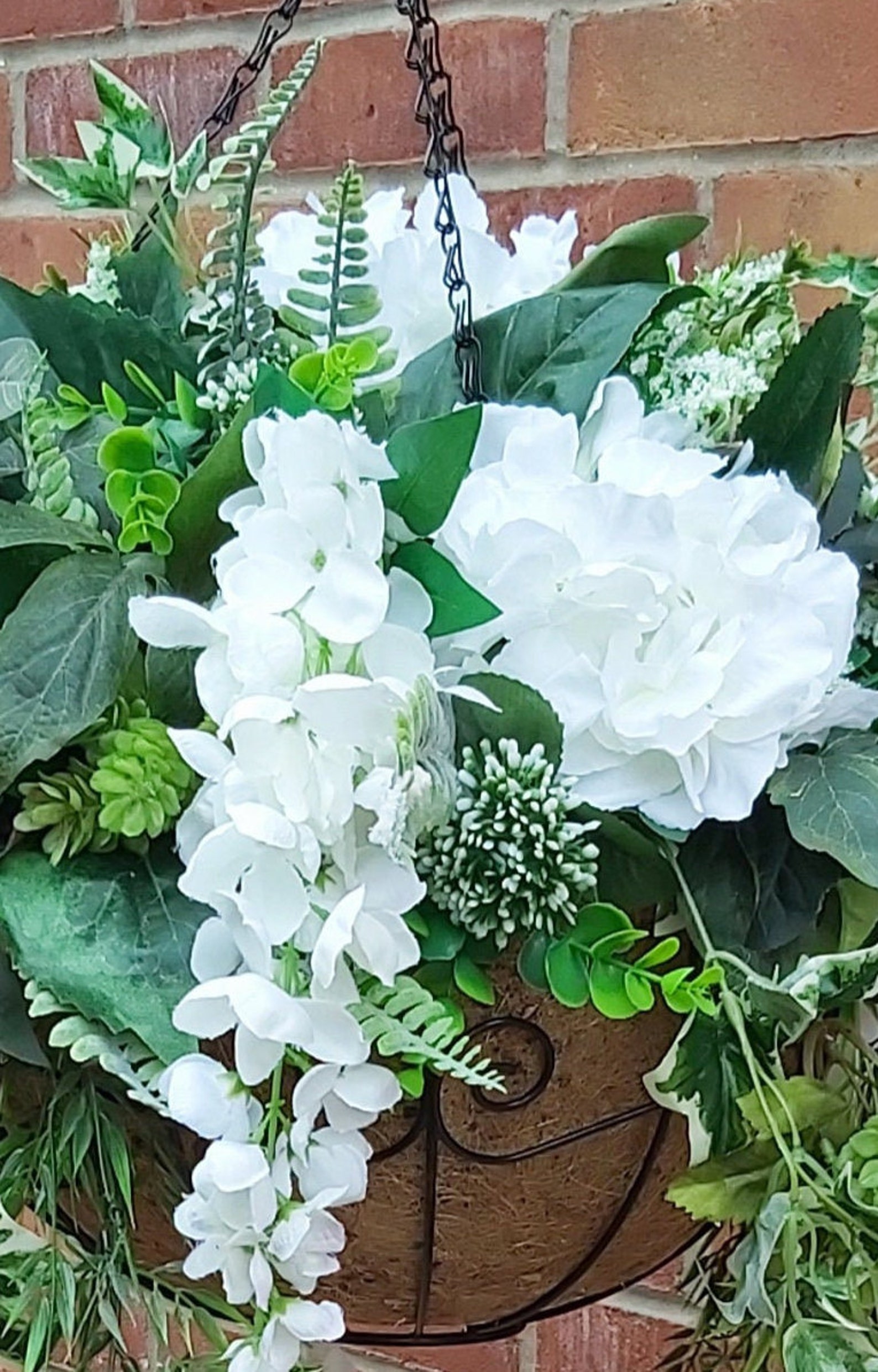 Mrs Hinch Style hanging basket Faux flowers faux hanging Etsy