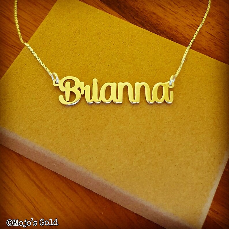 Solid Gold Name Necklace Brianna Style Pendant in Solid 14k Etsy