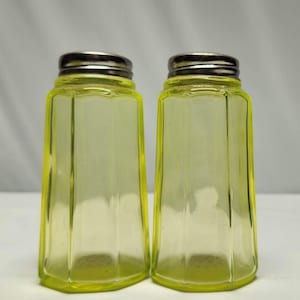 Mosser Vaseline Panel Salt & Pepper Shakers