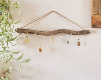 Natural Driftwood Jewellery Hanger, Boho Style Home Decor Storage For Earrings, Necklaces, Bracelets, Keys, Herbs etc.