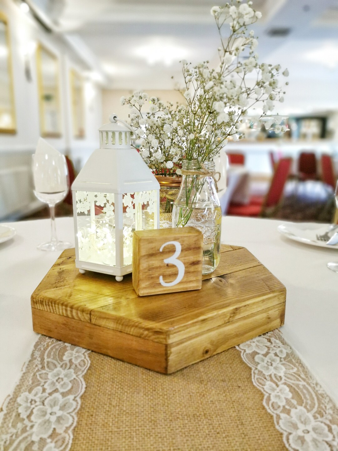 Rustic Wooden Block Table Numbers, Wedding Centrepieces Rustic Theme