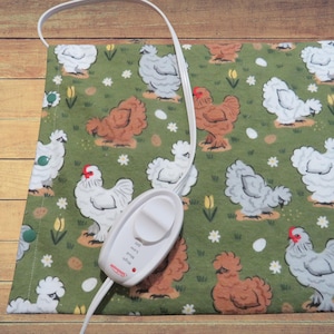 Heating Pad Cover 12 x 15, Soft Flannel With Chickens