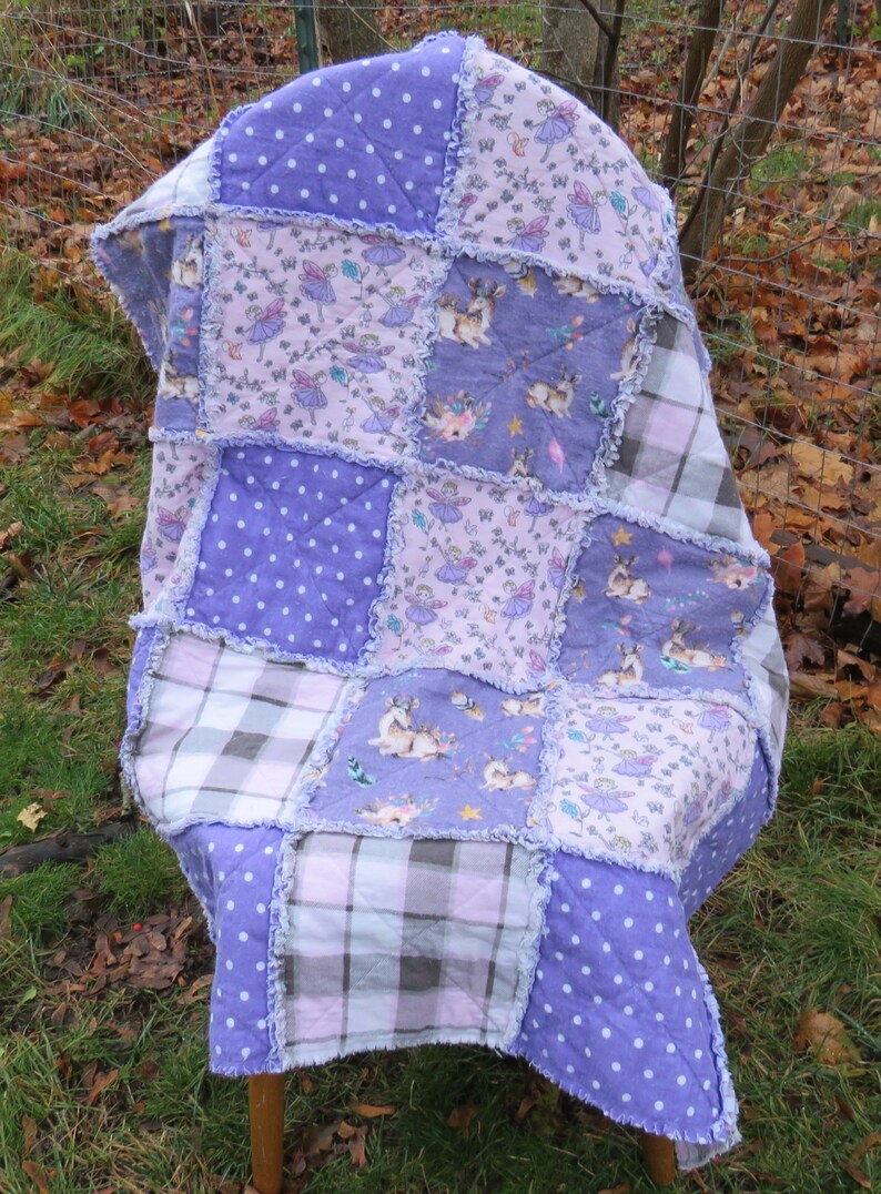 Flannel Rag Quilt With Batting, 47 X 38, Purple Rag Quilt Throw Etsy
