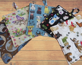 Handmade Potholders, You Pick Dog Or Cat Hot Pads