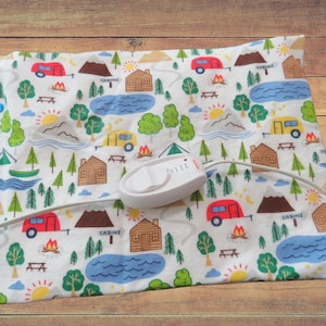 Heating Pad Cover, 12 x 15, Soft Flannel With Camping, 3 Snap Closure
