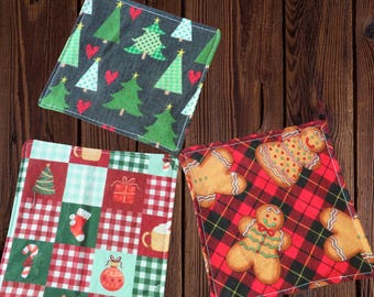 Handmade Christmas Fabric Jar Grippers - Set of 3