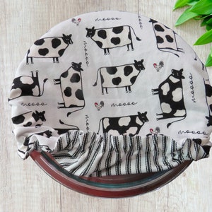 Kitchenaid Bowl Cover Reversible Cows and White and Black Ticking