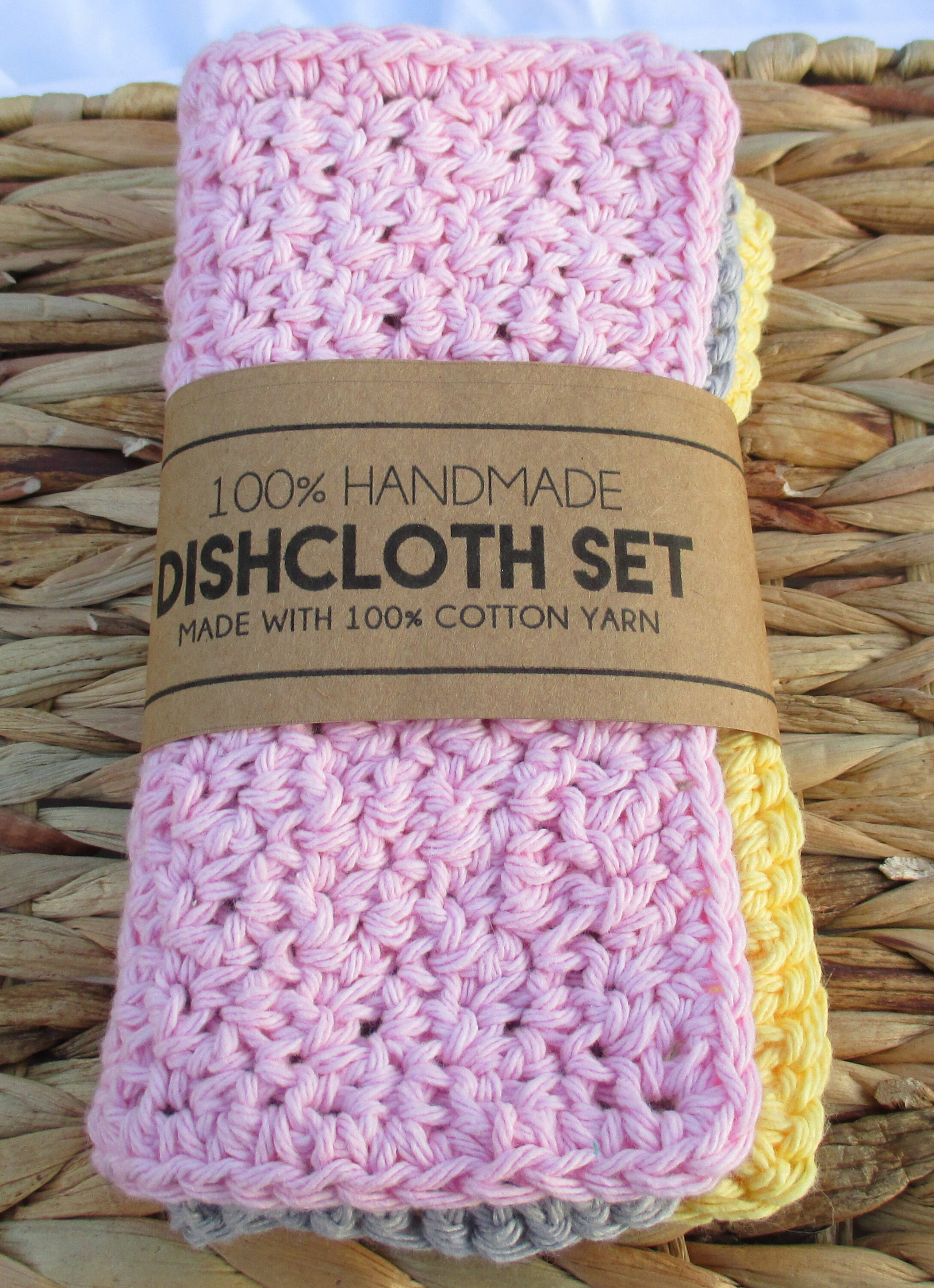 Crocheted Cotton Dish Cloths Set of Three Ready To Ship Etsy