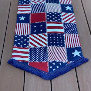 Patriotic table runner, 4th of July, table centerpiece, American Flag, Red White and Blue, housewarming gift, Independence Day, gift for her