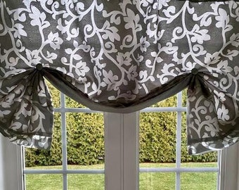 Sheer Valance with Lining, Rod Pocket Curtain, Floral valance, Window Topper, valance for living room, lined valance for kitchen