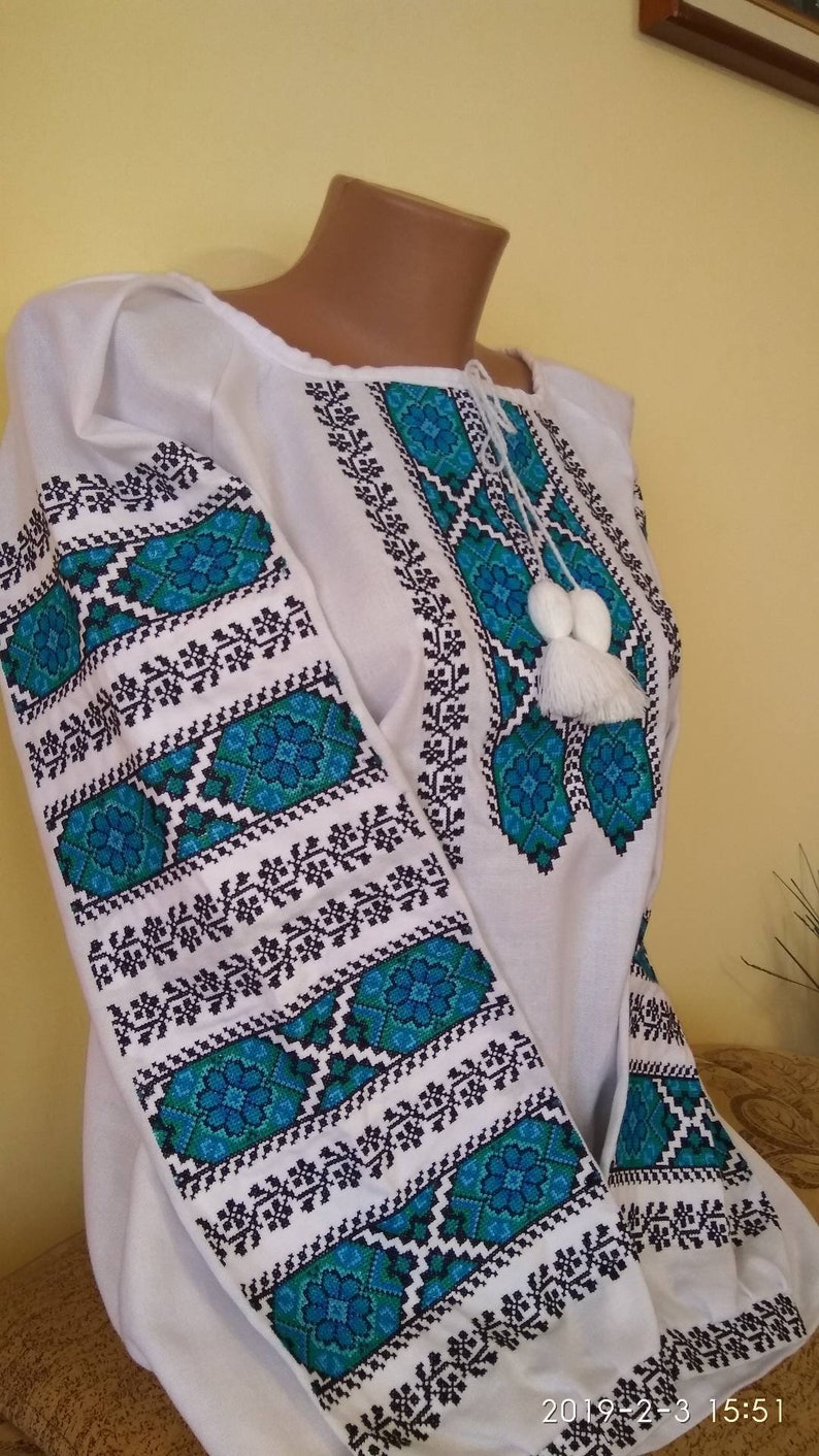 Ukrainian Embroidered Blouse With Flowers Pattern for Wedding - Etsy