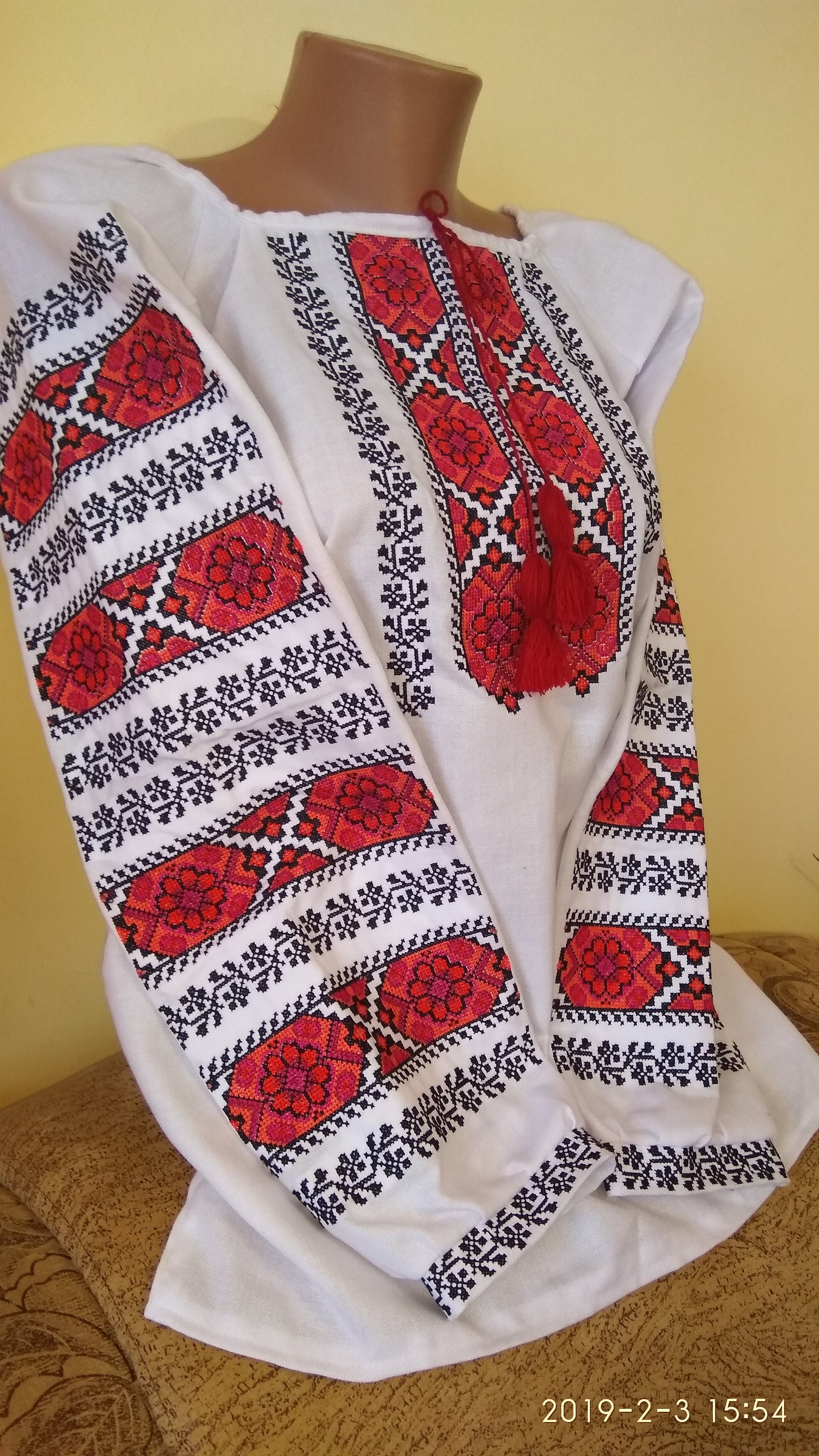 Ukrainian embroidered blouse with flowers pattern for wedding | Etsy