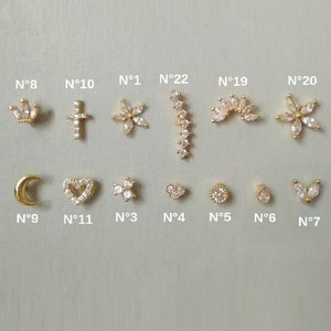 Schroefpiercing oorbellen, enkele lus, goud of zilver roestvrij staal voor dames, kraakbeen, kwab, tragus, helix. afbeelding 1