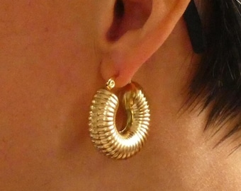 Gold or Silver Stainless Steel Hoop Earrings, Chunky Thick Hoops, Women's Earrings