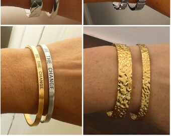 Fine women's bangle bracelet, gold or silver plated