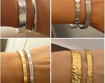 Fine women's bangle bracelet, gold or silver plated