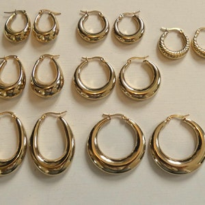 Pendientes de aro grandes y pequeños, aros anchos para mujer, acero inoxidable, oro/plata imagen 1