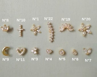Schraubpiercing-Ohrringe, einzelne Öse, Gold- oder Silber-Edelstahl für Damen, Knorpel, Ohrläppchen, Tragus, Helix.