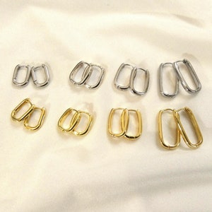 Large, small hoop earrings, rectangles, rings, women Stainless Steel or Gold Plated / Silver Plated
